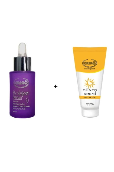 Kolajen Serum + Güneş Krem 50 Faktörlü 100 Ml Orjinal Set ürün görseli