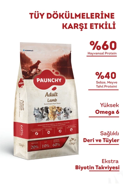 Paunchy Kuzu Etli Ve Pirinçli Yetişkin Köpek Maması 15 Kg ürün görseli