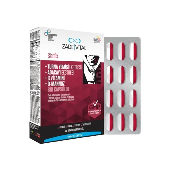Sistifix Turna Yemişi Ekstresi, D-Mannoz Ve C Vitamini İçeren Takviye Edici Gıda 20 Bitkisel Sert Kapsül ürün görseli