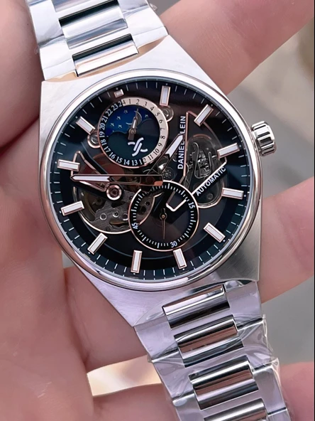 Daniel Klein Otomatik Ve Manuel Kurmalı Mehtap Ve Güneş Kadranlı 3 Atm Erkek Kol Saat FDK.14269.K3 - Resim 4