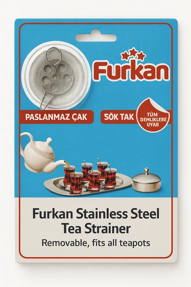 Furkan Paslanmaz Çelik Çay Süzgeci  Tüm Demliklere Uyumlu, Tak Çıkar Sistem 2 adet ürün görseli 1