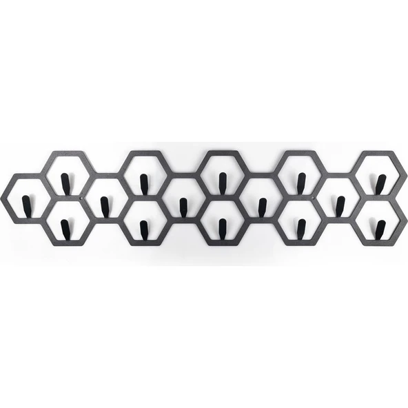 Milano Home Petek Desenli Dekoratif Askılık Geometrik Metal Duvar Askılığı Modern Metal Askılık - Resim 2