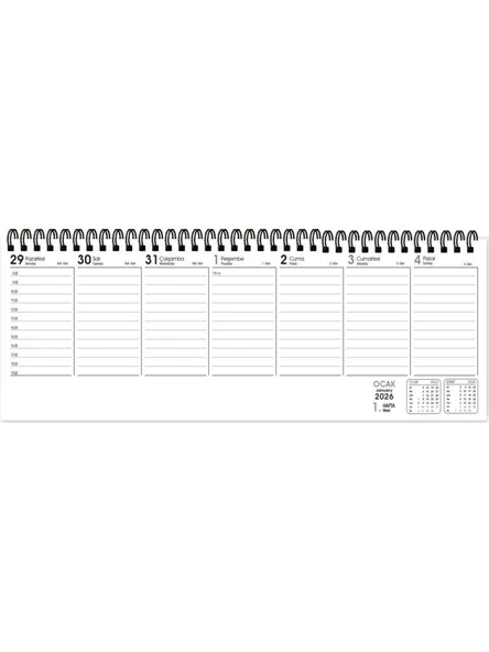 Keskin Color 2026 Haftalık Masa Ajandası 12x33 cm Spiralli Çizgili 10 Adet ürün görseli 1