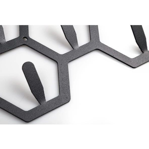 Milano Home Petek Desenli Dekoratif Askılık Geometrik Metal Duvar Askılığı Modern Metal Askılık - Resim 3