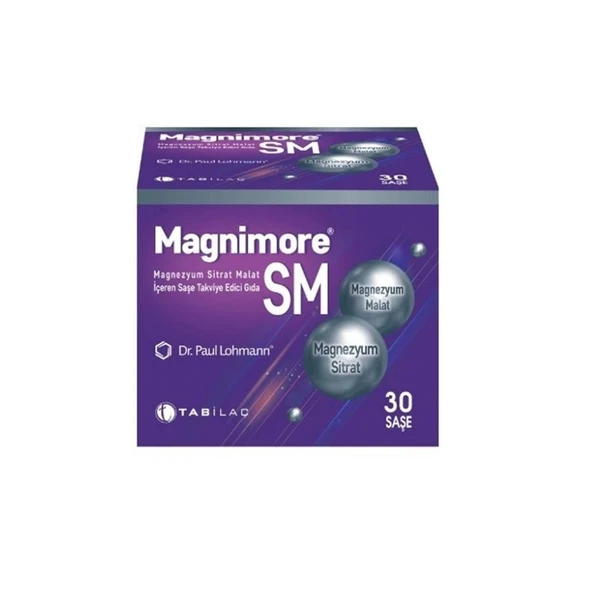 Magnimore SM Magnezyum Sitrat Malat İçeren Saşe Takviye Edici Gıda 30 Saşe ürün görseli