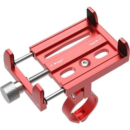 Ally KR01 Bisiklet Motorsiklet Gidon Telefon Tutucu,metal Vidalı Kırmızı - Resim 5