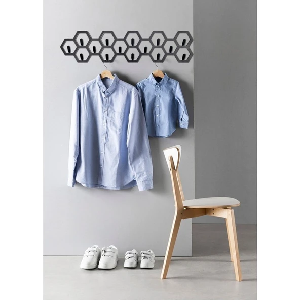 Milano Home Petek Desenli Dekoratif Askılık Geometrik Metal Duvar Askılığı Modern Metal Askılık ürün görseli