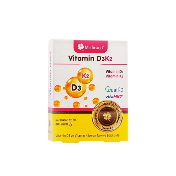 Vitamin D3K2 Vitamin D3 Ve Vitamin K2 İçeren Takviye Edici Gıda 400 Damla 20ml ürün görseli