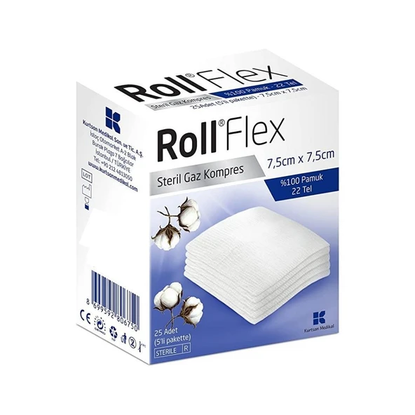 Roll Flex Steril Gaz Kompres 7,5cm x 7,5cm 25'li ürün görseli