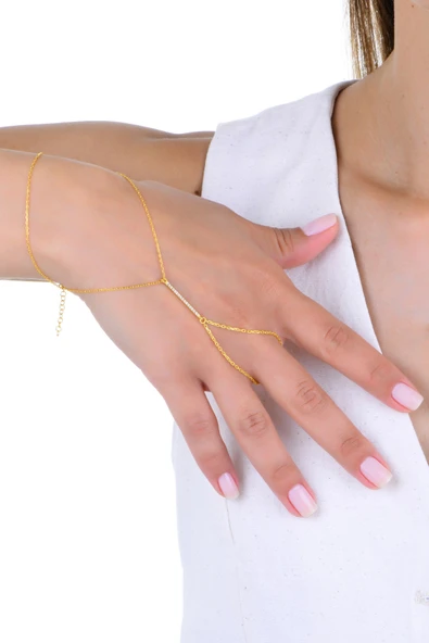 Gümüş altın yaldızlı zirkon taşlı modern bar (çubuk) şahmeran SGTL13012GOLD - Resim 2