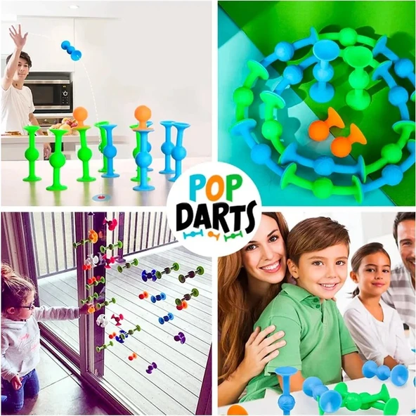 Think Master Thinkmastter Pop Dart Vakum Molekül Pop Dart Oyunu 10+2 Parça Popit Dart Oyunu Duyusal Eğitici Oyuncak - Resim 4