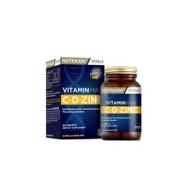 Vitamin Max  C-D-Zinc Multivitamin Ve Multimineral İçeren Takviye Edici Gıda 60 Tablet ürün görseli