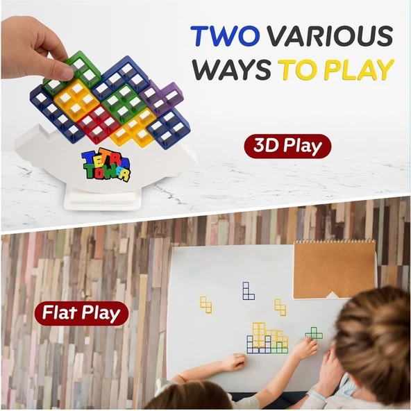 Think Master Luxury Tetra Kule Denge Oyuncağı Eğitici Kutu Oyuncak Tetris Kule Tetra Tower 1 Adet - Resim 4