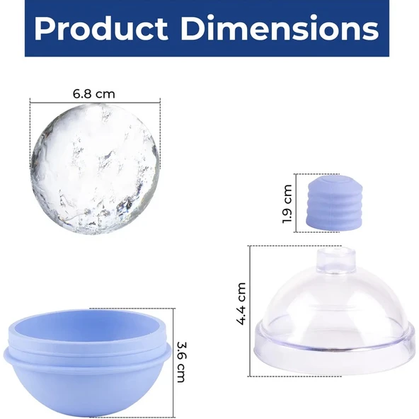 Milano Home Büyük Buz Kalıbı, Yuvarlak Buz Kalıbı, Buz Küpü Kalıbı, Silikon Buz Kalıbı, Küre Buz Kalıbı, Bomba Buzluk - Resim 2