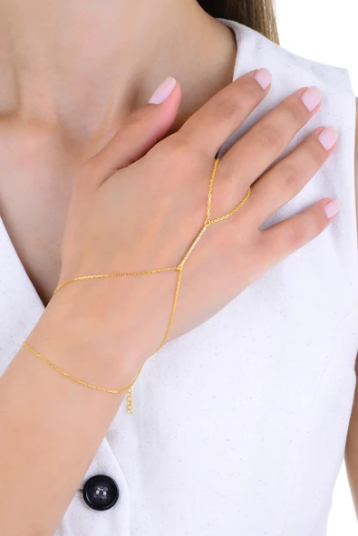 Gümüş altın yaldızlı zirkon taşlı modern bar (çubuk) şahmeran SGTL13012GOLD - Resim 3