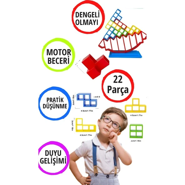Think Master Tetra Kule Denge Oyuncağı Eğitici Kutu Oyuncak Tetris Kule Tetra Tower - Resim 2