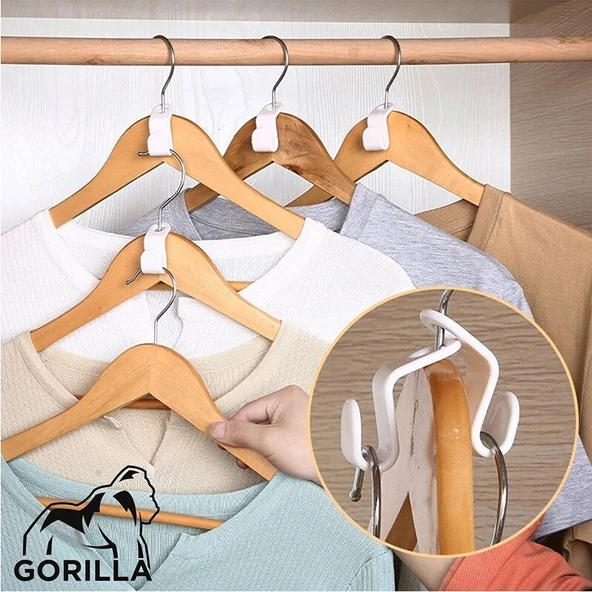 Gorilla Gorılla Askı Kancası 20 Adet Gömlek Çanta Kemer Askı Kancası Dolap Içi Düzenleyici Askı Kancası - Resim 5