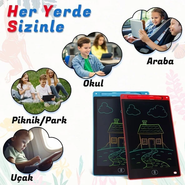 Think Master Luxury Çocuk Yazı Tahtası Renkli E-Yazı Tahtası Digital Yazı Tahtası Çizim Tableti 10.5 Inç Ekranlı Mavi 1 Adet - Resim 3