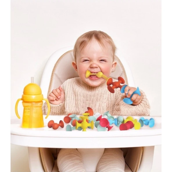 Think Master Vantuzlu Vakum Molekül 25 Parça Yapı Taşları Popit Duyusal Eğitici Oyuncak Squigz - Resim 7