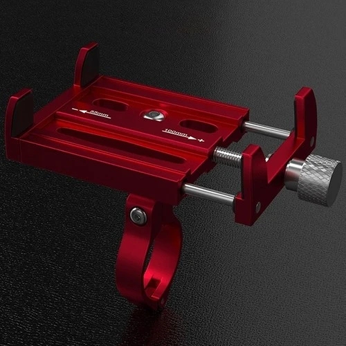 Ally KR01 Bisiklet Motorsiklet Gidon Telefon Tutucu,metal Vidalı Kırmızı - Resim 4