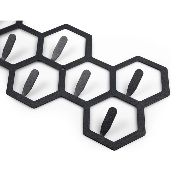 Milano Home Petek Desenli Dekoratif Askılık Geometrik Metal Duvar Askılığı Modern Metal Askılık - Resim 4