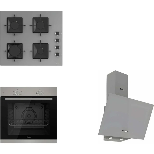 Ferre Pure Ss Serisi Gri Cam Ankastre Set D088 - SS208 - XE61MDV ürün görseli 1