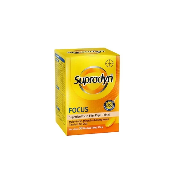 Supradyn Focus Multivitamin, Multimineral Ve Ginseng İçeren Takviye Edici Gıda 30 Film Kaplı Tablet ürün görseli
