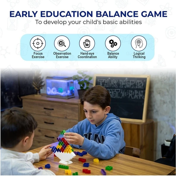 Think Master Luxury Tetra Kule Denge Oyuncağı Eğitici Kutu Oyuncak Tetris Kule Tetra Tower 1 Adet - Resim 3