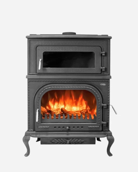 Reyo Stove Abant Üç Camlı Yan Kapak Fırınlı Döküm Şömine Soba - Resim 4