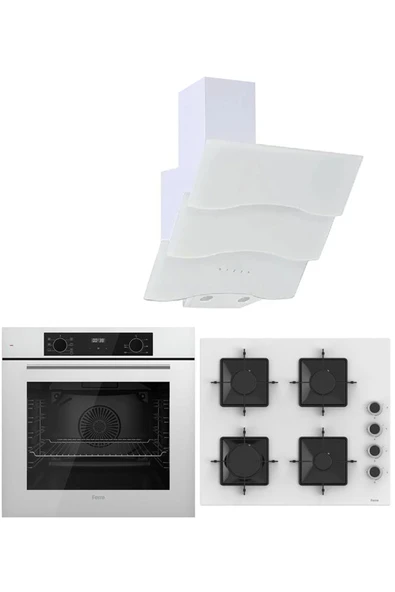 Ferre WHITE PLUS SERİSİ 3LÜ CAM ANKASTRE SET (QBL63CB-SS206-D024) ürün görseli