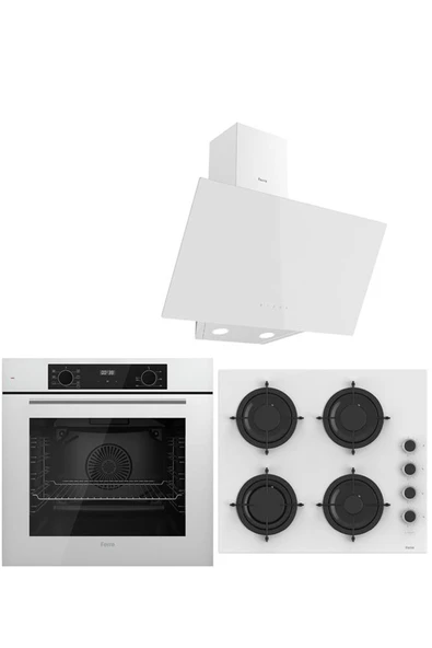 Ferre WHITE PLUS SERİSİ 3LÜ CAM ANKASTRE SET (QBL63CB-CS206-D078) ürün görseli