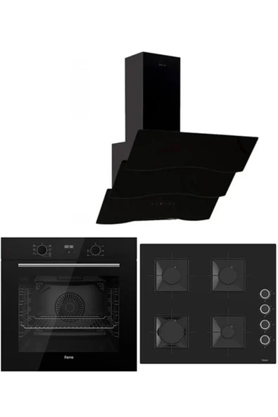 Ferre BLACK PLUS SERİSİ 3LÜ CAM ANKASTRE SET (QBL63CS-SS205-D023) ürün görseli