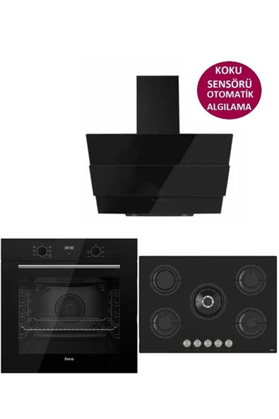 Ferre ICON PLUS 75 SERİSİ 3LÜ CAM ANKASTRE SET (QBL63CS-RS035-SMRCW600) ürün görseli