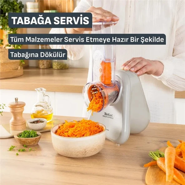 Tefal Fresh Express 150 Watt 3 Fonksiyonlu Doğrayıcı Rondo - Açık Gri - Resim 5