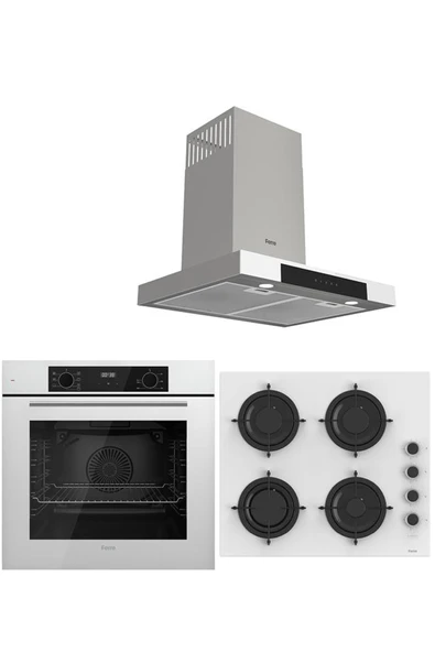 Ferre WHITE PLUS SERİSİ 3LÜ CAM ANKASTRE SET (QBL63CB-CS206-D101) ürün görseli