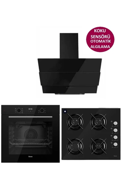 Ferre BLACK PLUS SERİSİ 3LÜ CAM ANKASTRE SET (QBL63CS-S2140-SMRCW600) ürün görseli