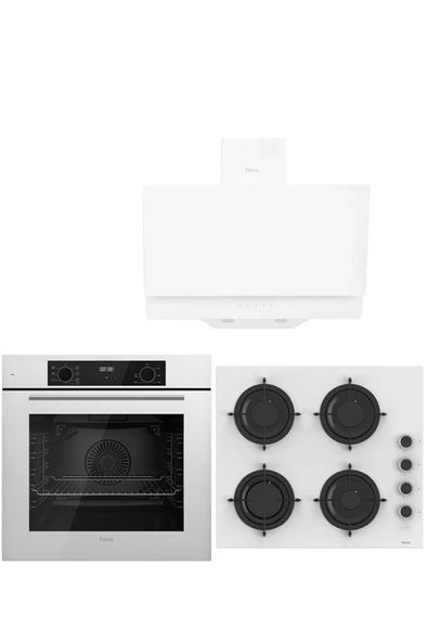 Ferre WHITE PLUS SERİSİ 3LÜ CAM ANKASTRE SET (QBL63CB-CS206-D017) ürün görseli