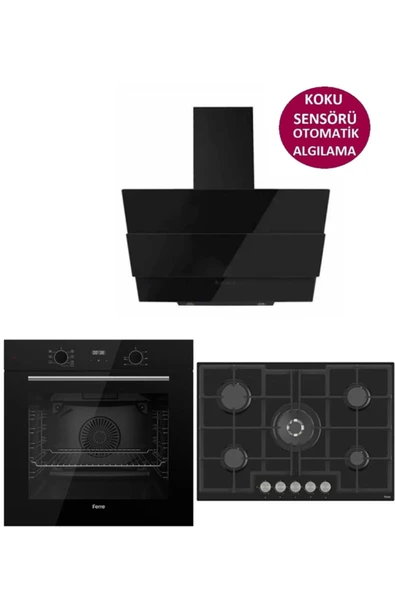 Ferre ICON PLUS 75 SERİSİ 3LÜ CAM ANKASTRE SET (QBL63CS-ED035-SMRCW600) ürün görseli