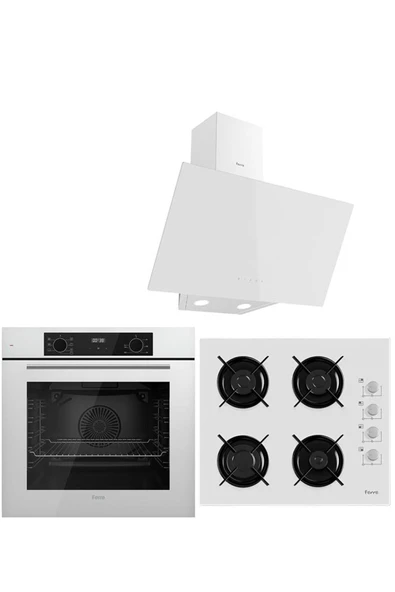 Ferre WHITE PLUS SERİSİ 3LÜ CAM ANKASTRE SET (QBL63CB-2140B-D078) ürün görseli