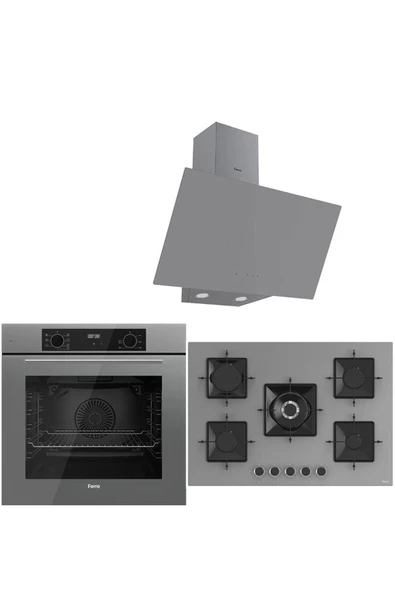 Ferre ICON PLUS 75 SERİSİ 3LÜ CAM ANKASTRE SET (QBL63CPR-SS038-D079) ürün görseli