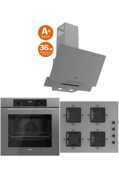 Ferre GRAY PLUS SERİSİ 3LÜ CAM ANKASTRE SET (QBL63CPR-SS208-D065SA) ürün görseli