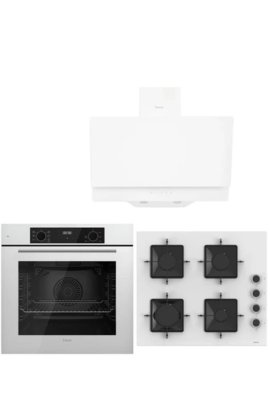 Ferre WHITE PLUS SERİSİ 3LÜ CAM ANKASTRE SET (QBL63CB-SS206-D017) ürün görseli