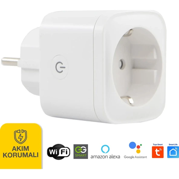 Wi-Fi Kontrollü Akım Korumalı Akıllı Priz 16A Tuya & Smart Life Destekli ürün görseli
