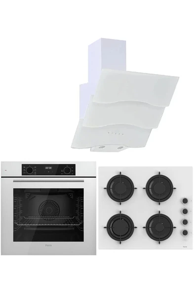 Ferre WHITE PLUS SERİSİ 3LÜ CAM ANKASTRE SET (QBL63CB-CS206-BSPR600) ürün görseli