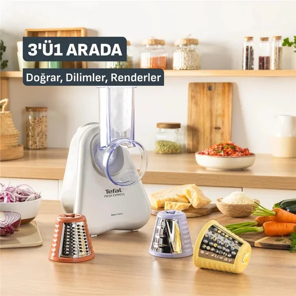 Tefal Fresh Express 150 Watt 3 Fonksiyonlu Doğrayıcı Rondo - Açık Gri - Resim 4
