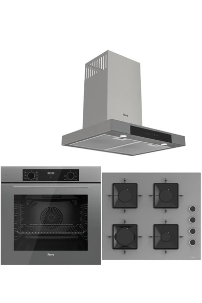 Ferre GRAY PLUS SERİSİ 3LÜ CAM ANKASTRE SET (QBL63CPR-SS208-D102) ürün görseli