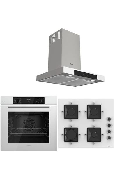 Ferre WHITE PLUS SERİSİ 3LÜ CAM ANKASTRE SET (QBL63CB-SS206-D101) ürün görseli