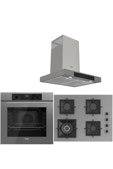 Ferre ICON PLUS 75 SERİSİ 3LÜ CAM ANKASTRE SET (QBL63CPR-SC408-D102) ürün görseli