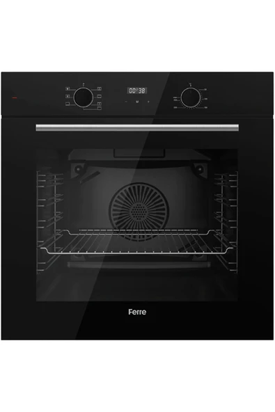 Ferre FlowArt QBL63CS-SS205-D077 7 Prog. Dijital Turbo Ankastre Set - Siyah - Resim 2