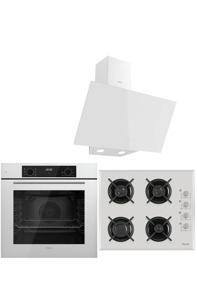 Ferre WHITE PLUS SERİSİ 3LÜ CAM ANKASTRE SET (QBL63CB-1140B-D078) ürün görseli